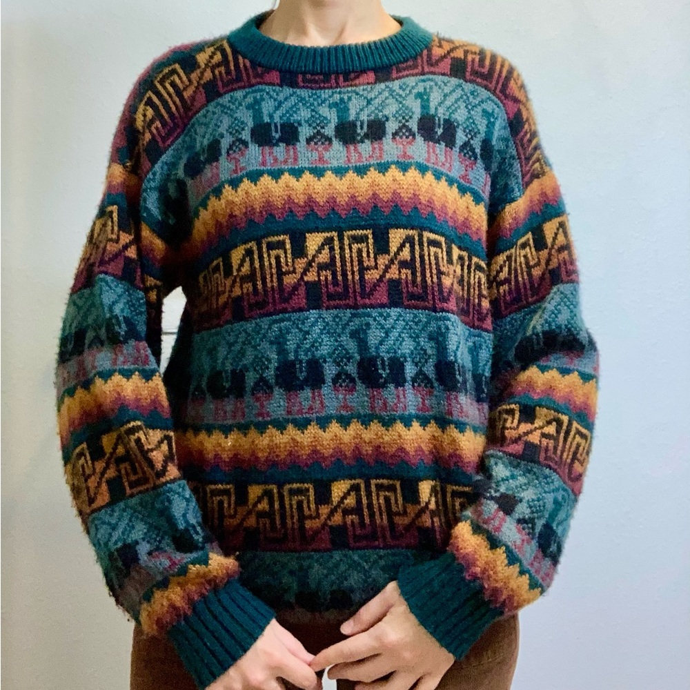 Llama cute ugly patterned soft sweater